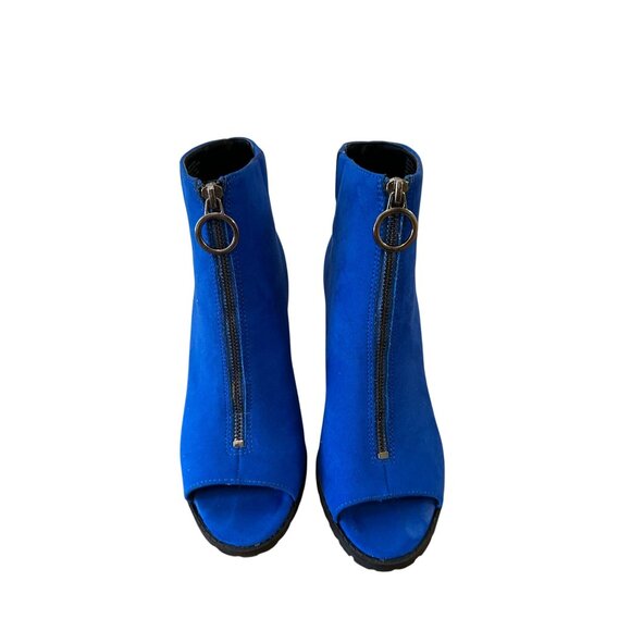 Bar III 7M Dillanf Suede Fabric Upper Ankle Zip Up Boot Blue - Picture 5 of 14